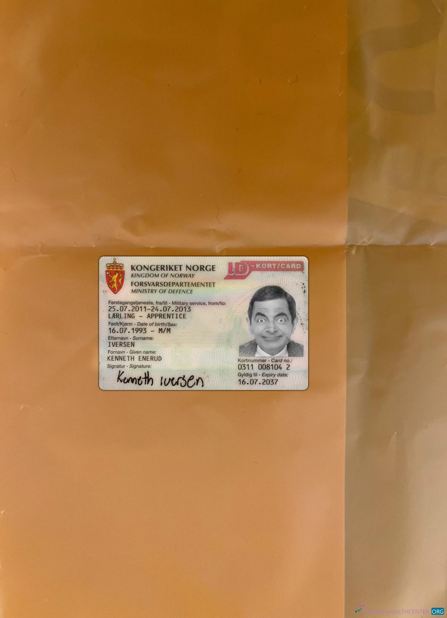 Download Norway ID kort card photolook front Photoshop template